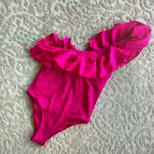 Pink Ruffled Kids One Piece Swimsuit